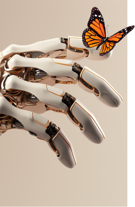 Robot hand with a butterfly
