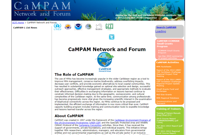 CaMPAM Site Screenshot